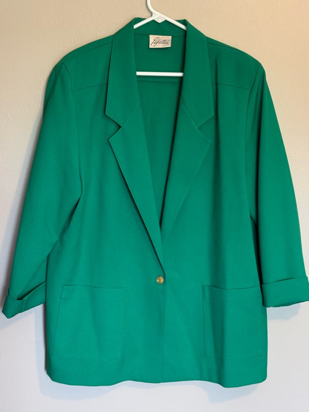 Vintage Pykettes Green Single-Breasted Blazer Jacket Women Size 2XL Button Front